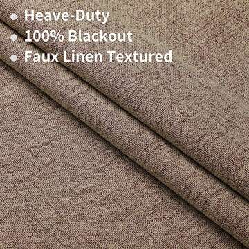 Joydeco Blackout Linen Curtains 96 inches Long 100% Blackout Drapes 95 inch Length 2 Panels Set for ...
