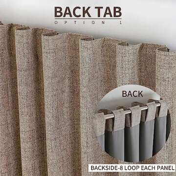 Joydeco Blackout Linen Curtains 96 inches Long 100% Blackout Drapes 95 inch Length 2 Panels Set for Bedroom Living Room Darkening Curtain Thermal Insulated Backtab RodPocket(52x96inch Linen)