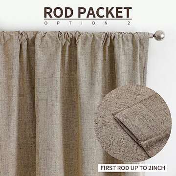Joydeco Blackout Linen Curtains 96 inches Long 100% Blackout Drapes 95 inch Length 2 Panels Set for Bedroom Living Room Darkening Curtain Thermal Insulated Backtab RodPocket(52x96inch Linen)