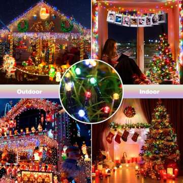 Toodour Solar Christmas Lights, 72ft 200 LED 8 Modes Solar String Lights, Waterproof Solar Outdoor S...