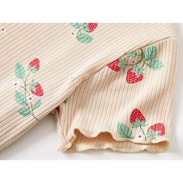 Beezizac Strawberry Pajama Set for Baby/Toddler/Little Girls Footless 2 Piece PJs Size 2T