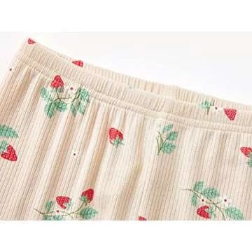 Beezizac Strawberry Pajama Set for Baby/Toddler/Little Girls Footless 2 Piece PJs Size 2T