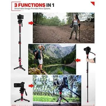 IFOOTAGE 71" Carbon Fiber Camera Monopod Professional Telescopic Video Monopods Base Tripod Compatibility DSLR Cameras Camcorders, Cobra 2 C180-II