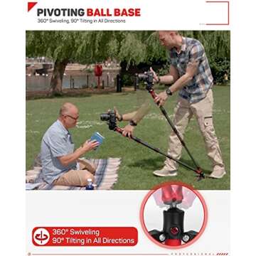 IFOOTAGE 71" Carbon Fiber Camera Monopod Professional Telescopic Video Monopods Base Tripod Compatibility DSLR Cameras Camcorders, Cobra 2 C180-II