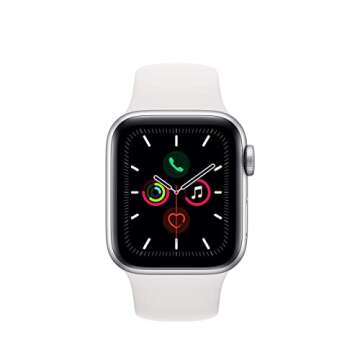 Apple Watch Series 5 (GPS + Cellular, 40MM) - Silver Aluminum Case with White Sport Band (Renewed)