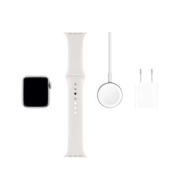 Apple Watch Series 5 (GPS + Cellular, 40MM) - Silver Aluminum Case with White Sport Band (Renewed)