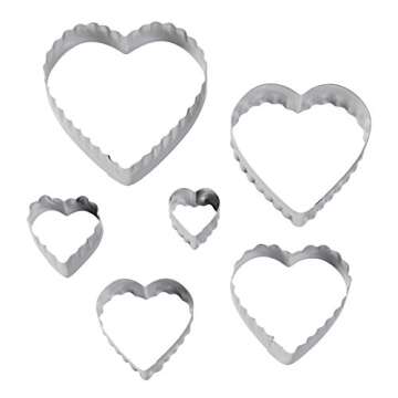 Wilton 6-Piece Nesting Fondant Double Sided Cut Out Cutters, Hearts,Silver