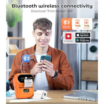 Phomemo M110 Label Maker, Barcode Printer, Bluetooth Portable Thermal Label Printer for Small Busine...