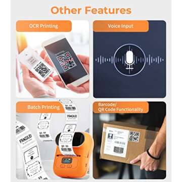 Phomemo M110 Label Maker, Barcode Printer, Bluetooth Portable Thermal Label Printer for Small Business, Sticker Printer Inkless Labeler for Address, Logo, Clothing, Mailing, for PC & Phone