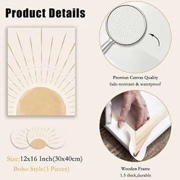 Stunning Boho Wall Art Set of 3 for Home Decorative Style