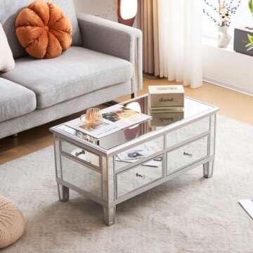 VINGLI Mirrored Lift Top Coffee Table for Modern Living