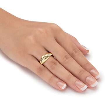 PalmBeach 10K Yellow Gold Shrimp-Style Ring Sizes 6-10 Size 10