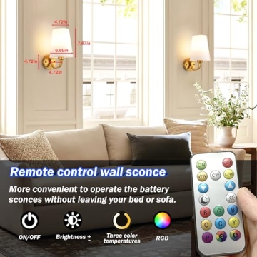 Stylish Battery Operated Wall Sconces Set of 2