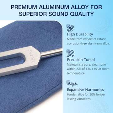 Om 136.1 Weighted Tuning Fork for Healing, Made in The USA, Chakra Healing, Sound Therapy for Reducing Inflammation, Meditation, Relaxation, Sound Healing Instruments & Sound Therapy Instruments