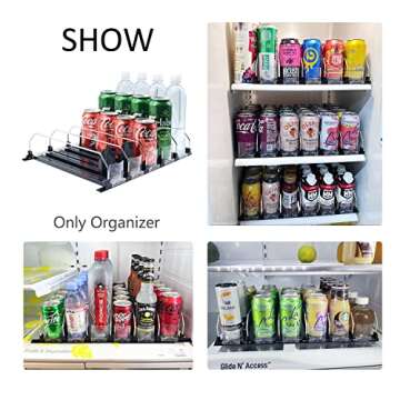 NagTour Drink Organizer for Fridge - Soda Dispenser Display with Smooth and Fast Pusher Glide - Width Adjustable (5, 31CM)
