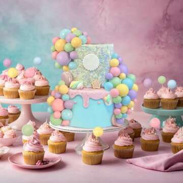 113 PCS 5 Size Ball Cake Picks Colorful Ball Shaped Cake Topper Pearl Balls Cupcake Cake Insert Topper for Birthday Party Wedding Decoration Supplies