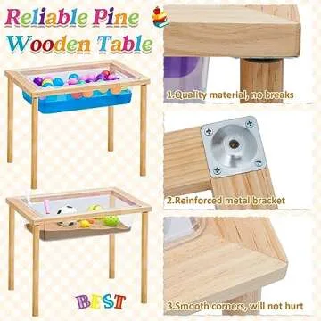 Uiifan 2 Sets Sensory Table Wood Sand Water Table Kid Outdoor Activity Gift for Kids Toddlers Christmas Special Classroom(Wood Color)