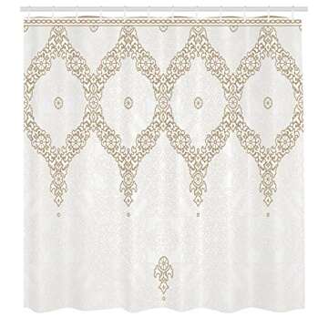 Ambesonne Moroccan Shower Curtain, Ornate Background Traditional Soft Color Eastern Elements and Pat...