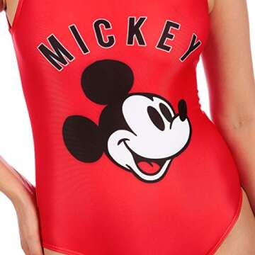 Disney Womens' Mickey Mouse Swimsuit Red Medium