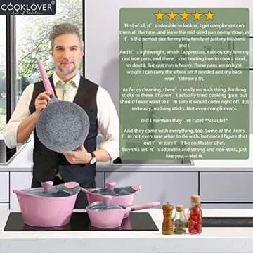 Nonstick Cookware Set Pink - Easy Clean & Stylish