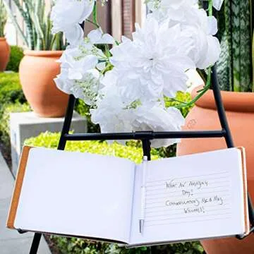 Wedding Guest Book, Personalized Leather Guest Book for Bride and Groom | White | Customized Signing, Registry Book for Visitors, Bridal Shower, Party - 60 Pages, 9.5" x 6.1" D #8