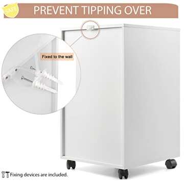 EDGEWOOD 5 Drawer Vertical File Cabinet Filing Storage Wood Organizer Dresser Chest Under Desk, 16" D x 16" W x 26" H, White