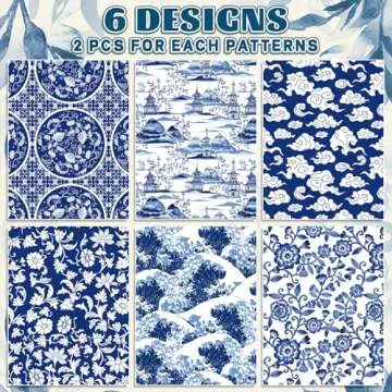 Whaline Blue Chinoiserie Gift Wrap Paper - 12 Sheets