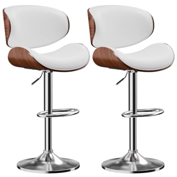 Aowos Stylish Adjustable Swivel Bar Stools Set of 2 for Kitchen & Dining