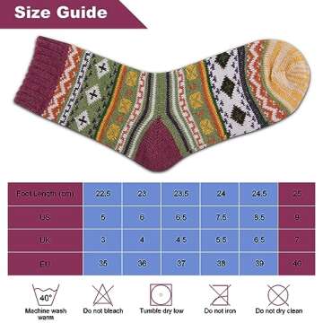 LKV Womens Winter Socks Gift Box Free Size Thick Wool Socks Soft Warm Casual Socks for Women Socks Christmas Socks 5 Pairs