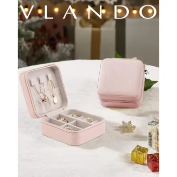 Vlando Travel Jewelry Box for Women - Pink Organizer