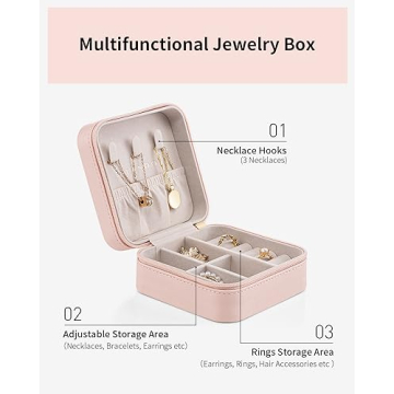 Vlando Travel Jewelry Box for Women - Pink Organizer