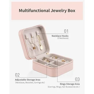 Vlando Travel Jewelry Box for Women - Pink Organizer