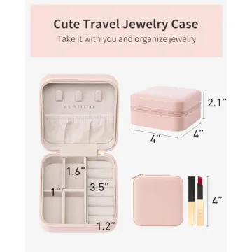 Vlando Travel Jewelry Box for Women - Pink Organizer