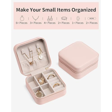 Vlando Travel Jewelry Box for Women - Pink Organizer