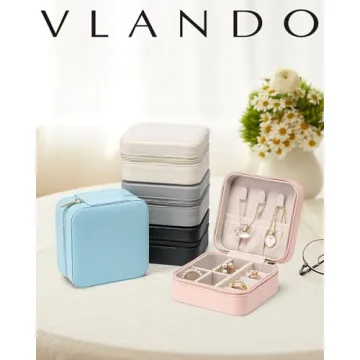 Vlando Travel Jewelry Box for Women - Pink Organizer