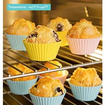 WOFEIS Silicone Baking Cups - Reusable & Colorful 12pcs
