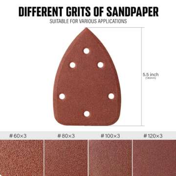 POPULO Electric Sander Tool,Hand Sander 14,000 OPM with 12 Pieces Sandpapers with Vacuum Attachment, Detail Sander with Dust Box for Woodworking,Suitable for Tight Spaces Sanding,Polishing