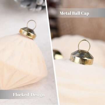 Flocked Ornaments for Christmas Tree Decorations - 35pcs Cream Velvet Ball Ornament for Winter Holiday Decor - Plastic Shatterproof Xmas Ornaments Bulk