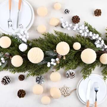 Flocked Ornaments for Christmas Tree Decorations - 35pcs Cream Velvet Ball Ornament for Winter Holiday Decor - Plastic Shatterproof Xmas Ornaments Bulk