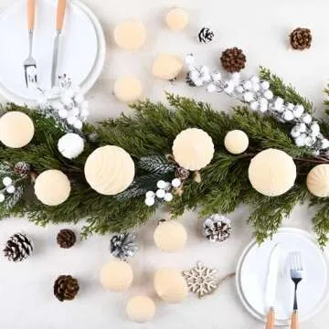 Flocked Ornaments for Christmas Tree Decorations - 35pcs Cream Velvet Ball Ornament for Winter Holiday Decor - Plastic Shatterproof Xmas Ornaments Bulk