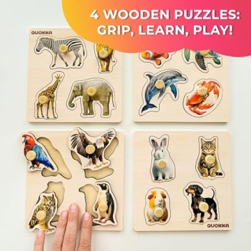 QUOKKA Wooden Puzzles 1-4 - Educational Gift for Toddlers