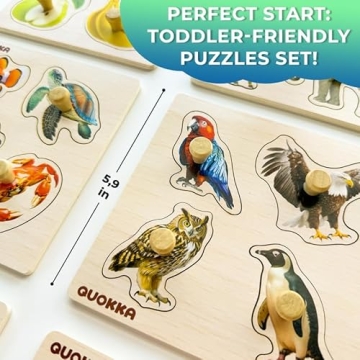 QUOKKA Wooden Puzzles 1-4 - Educational Gift for Toddlers