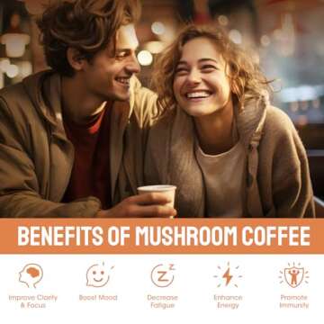 Mushroom Coffee Decaf, Advanced 13 in 1 Mushroom Powder with Lions Mane, Cordyceps, Chaga, Reishi, Instant Coffee Mushroom Supplement with Adaptogens Rhodiola for Immune, Focus, Energy | Vegan