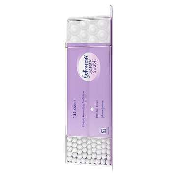 Johnson's Safety Ear Swabs for Babies and Children made with Non-Chlorine Bleached Cotton for a Gentle Clean, 185 ct (Pack of 2)