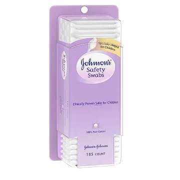 Johnson's Safety Ear Swabs for Babies and Children made with Non-Chlorine Bleached Cotton for a Gentle Clean, 185 ct (Pack of 2)