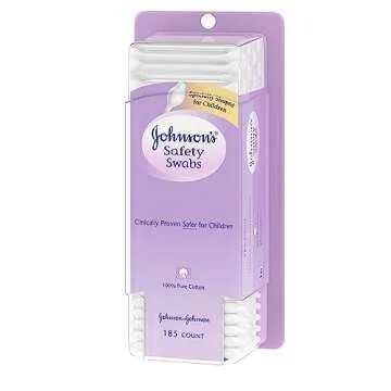 Johnson's Safety Ear Swabs for Babies and Children made with Non-Chlorine Bleached Cotton for a Gentle Clean, 185 ct (Pack of 2)