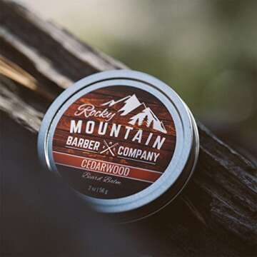 Beard Balm - Rocky Mountain Barber - 100% Natural - Premium Wax Blend with Cedarwood Scent, Nutrient Rich Bees Wax, Jojoba, Tea Tree, Coconut Oil