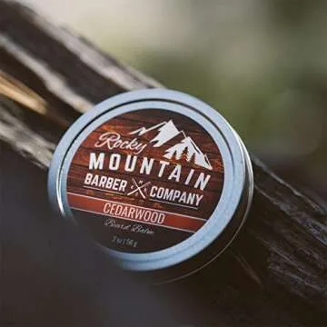 Beard Balm - Rocky Mountain Barber - 100% Natural - Premium Wax Blend with Cedarwood Scent, Nutrient Rich Bees Wax, Jojoba, Tea Tree, Coconut Oil