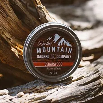 Beard Balm - Rocky Mountain Barber - 100% Natural - Premium Wax Blend with Cedarwood Scent, Nutrient Rich Bees Wax, Jojoba, Tea Tree, Coconut Oil