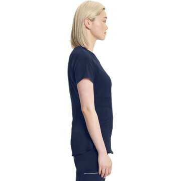 Infinity Cherokee V-Neck Women's Nurse Scrub Top, 4-Way Stretch, Superior Performance and Comfort CK623A, M, Navy